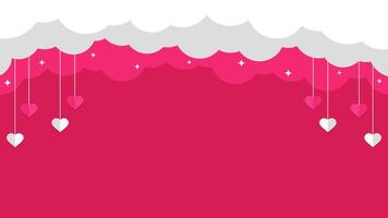 Pink template background with cloud and empty space for text. Valentine's Day background vector
