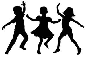 Silhouette of Dancing Children for Motion-Based Artwork vector