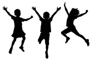 Jumping Children Silhouette for Active and Joyful Concepts vector
