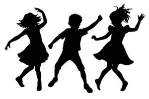 Energetic Dancing Children Silhouette for Dynamic Artwork vector