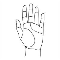 Thin line Hand palm outline silhouette on white background vector