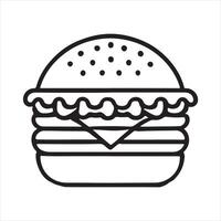 thin line Burger silhouette on white background vector