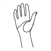 Thin line Hand palm outline silhouette white background vector