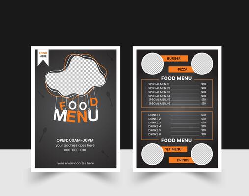 Food menu design in two page