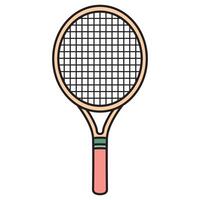 A clean and modern drawing of a tennis racket, featuring a sleek frame and detailed string pattern. vector