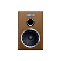 tabletop speaker with one dynamic and a subwoofer in a wooden case vector