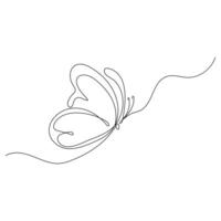 Butterfly continuous one line drawing with black and white background vector