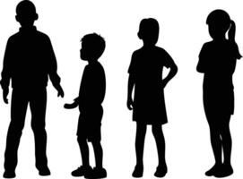 Standing Children Silhouette for Themed Projects and Graphics vector
