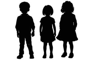 Standing Children Silhouette for Animated and Creative Concepts vector