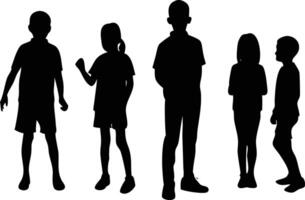 Standing Children Silhouette for Playful and Fun Graphics vector