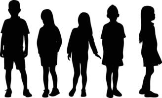 Black Standing Children Silhouette for Simple Illustrations vector