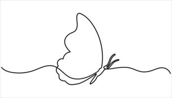 Butterfly continuous one line drawing. Beautiful flying moth for wellbeing beauty or spa salon logo and divider concept in simple linear style vector