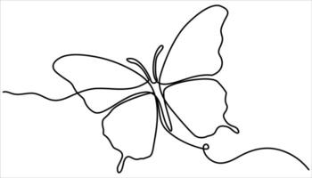 Butterfly continuous one line drawing. Beautiful flying moth for wellbeing beauty or spa salon logo and divider concept in simple linear style. vector