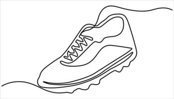 Casual sneakers shoes continuous one line drawing vector