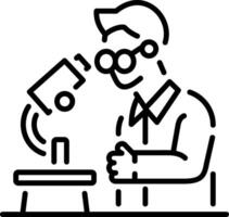 A science student doing lab research, line style icon vector