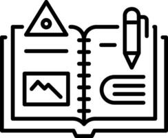 Homework book icon in linear style vector