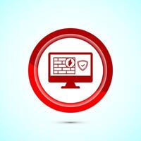 Firewall icon design illustration. Brick wall and fire icon, Internet security sign, Red color button design vector