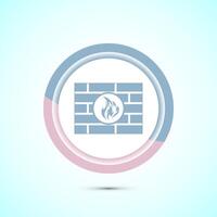 Firewall icon design illustration. Brick wall and fire icon, Internet security sign, Pastel color button design vector