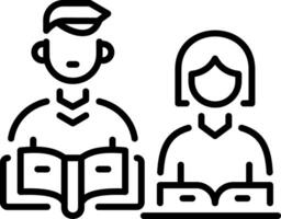 Group study students icon in linear style vector