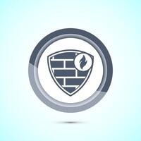 Firewall icon design illustration. Brick wall and fire icon, Internet security sign, Gray color button design vector
