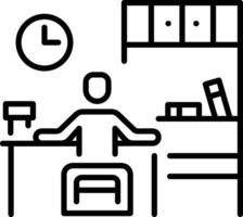Student studying in a dorm room, line style icon vector