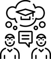 Education discussion between two students, line style icon vector