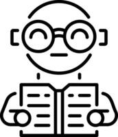 Bookworm glasses icon linear style vector