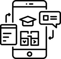 Mobile learning icon in line style vector
