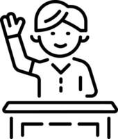A student raising hand icon in linear style vector