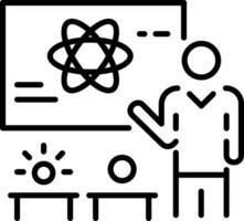 A teacher giving physics lecture icon in linear style vector