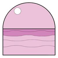 Abstract Pink Sunset Ocean Scene Minimalist Wave Design Art vector