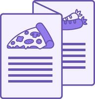 Colored Menu Icon. List of Different Dishes and Drinks in Cafe. Pizza and Sausages. Restaurant Concept vector