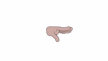 Black hand showing so so gesture 2D animation. Non verbal symbol of uncertain feeling cartoon flat 4K , alpha channel. Expressive body language animated arm isolated on white background video