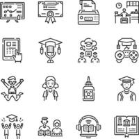Set of Linear Style Digital Education Icons vector