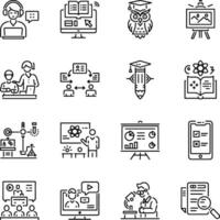 Set of Linear Style Learning Icons vector