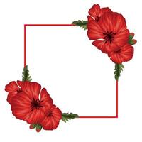 festive, conceptual poster with a square frame in the middle with open red poppies on either side of the frame, for cards, invitations or banners vector