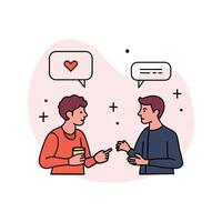 two men talking to each other with speech bubbles vector