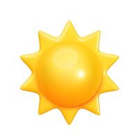 Yellow glossy sun icon with rays in realistic style isolated on white background. Weather icon design for website and mobile app vector