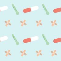 A pattern of pills and crosses on a blue background vector
