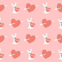 A pattern with a bunny and heart on it vector