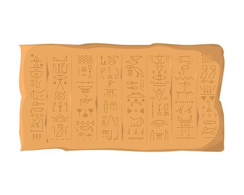 Cartoon Color Egyptian Hieroglyphs Board Concept.