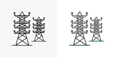 Power lines icon. Electrical transmission illustration. High voltage energy symbol. Infrastructure distribution network sign. Utility industry connection concept. vector