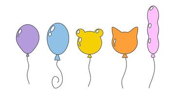 Colorful cartoon balloons shaped like animals and objects for a festive celebration vector