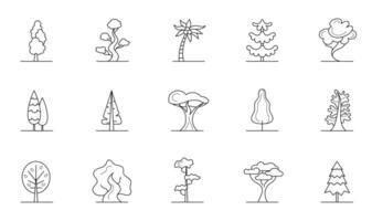 Trees Sign Black Thin Line Icon Set. vector