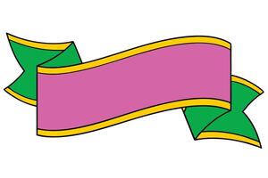 Curved Pink Green Yellow Ribbon Banner Design Element vector