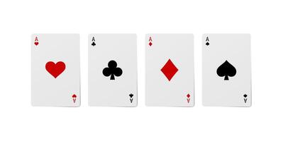 Playing cards for poker and gambling, three aces isolated on white, clipping path vector