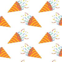 Colorful party hats with confetti create a fun festive background for celebrations vector
