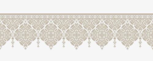 seamless border design in oriental style. Intricate floral medallions with scrollwork details for textile, fabric, paper, wallpaper trim. Elegant ornamental classic border with damask elements vector