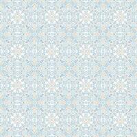 seamless pattern with delicate damask motifs. Endless background with intricate elements in soft, light blue hue against white background. Elegant lace backdrop for textile, wallpaper, wrapping vector