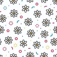 a pattern with daisies and circles on a white background vector
